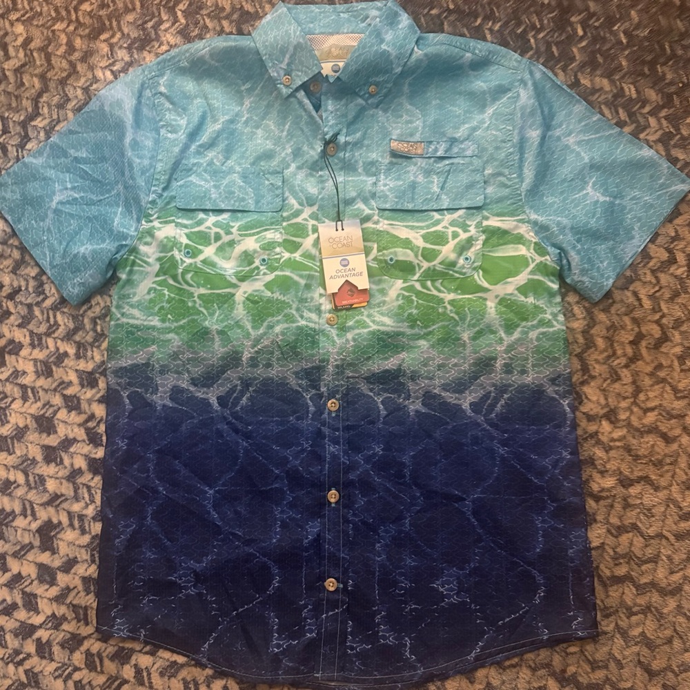 O'Neill Blue and Green Button-Down Shirt for Kids
